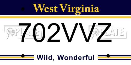 702VVZ West Virginia License Plate