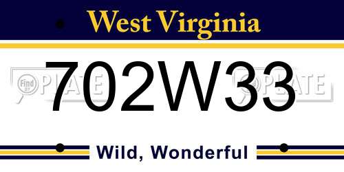 702W33 West Virginia License Plate