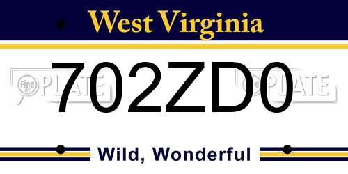 702ZD0 West Virginia License Plate