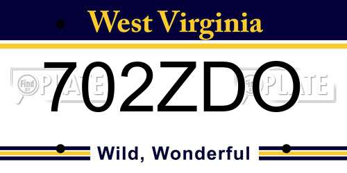 702ZDO West Virginia License Plate