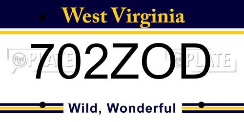702ZOD West Virginia License Plate