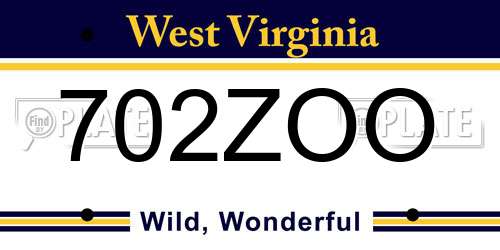 702ZOO West Virginia License Plate