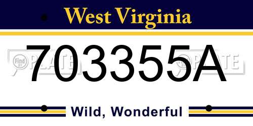 703355A West Virginia License Plate