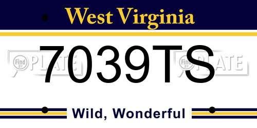 7039TS West Virginia License Plate