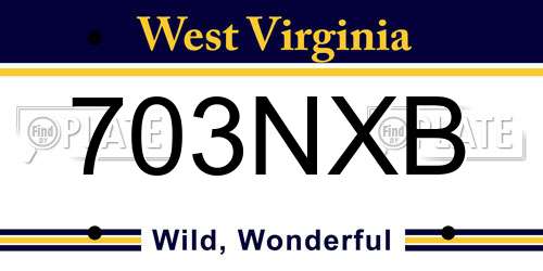 703NXB West Virginia License Plate