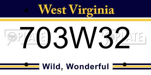 703W32 West Virginia License Plate