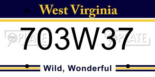 703W37 West Virginia License Plate