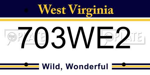 703WE2 West Virginia License Plate