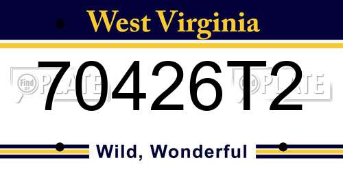 70426T2 West Virginia License Plate