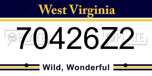 70426Z2 West Virginia License Plate