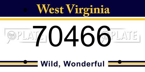 70466 West Virginia License Plate