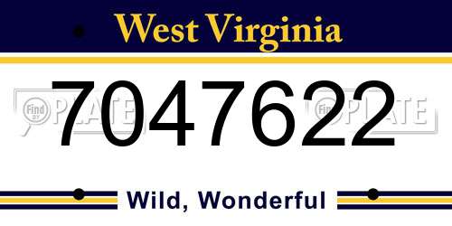 7047622 West Virginia License Plate