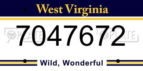 7047672 West Virginia License Plate