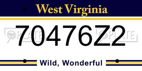 70476Z2 West Virginia License Plate