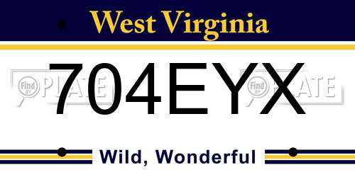 704EYX West Virginia License Plate