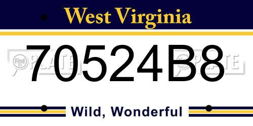 70524B8 West Virginia License Plate