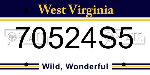 70524S5 West Virginia License Plate