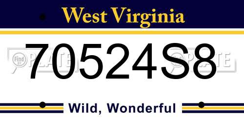 70524S8 West Virginia License Plate
