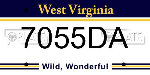 7055DA West Virginia License Plate