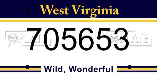705653 West Virginia License Plate