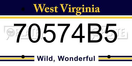 70574B5 West Virginia License Plate