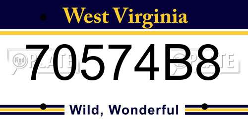 70574B8 West Virginia License Plate
