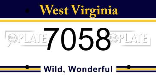 7058 West Virginia License Plate