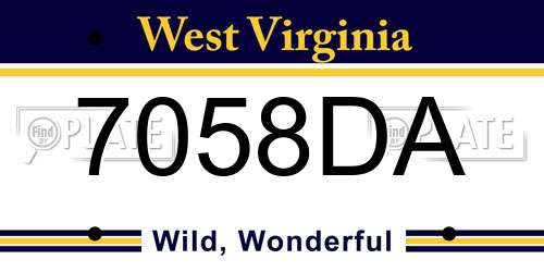 7058DA West Virginia License Plate