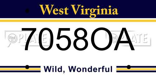 7058OA West Virginia License Plate