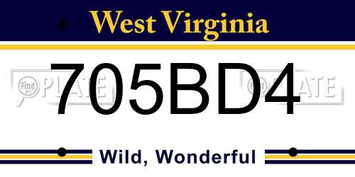 705BD4 West Virginia License Plate