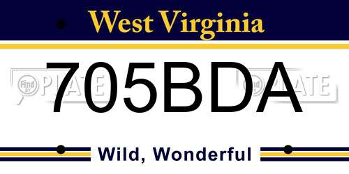 705BDA West Virginia License Plate