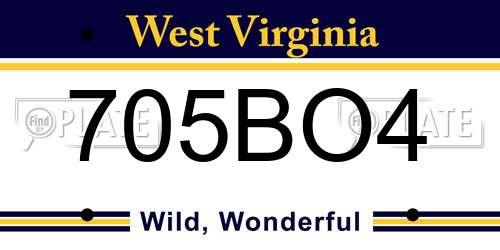 705BO4 West Virginia License Plate