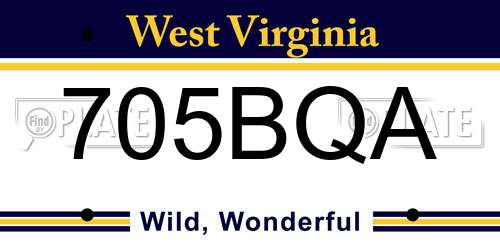 705BQA West Virginia License Plate