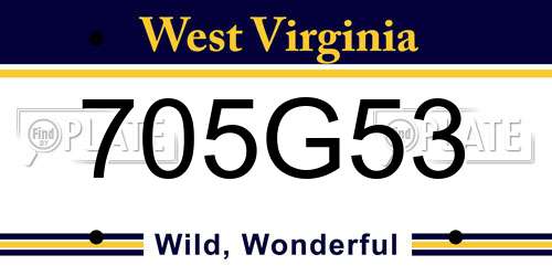 705G53 West Virginia License Plate