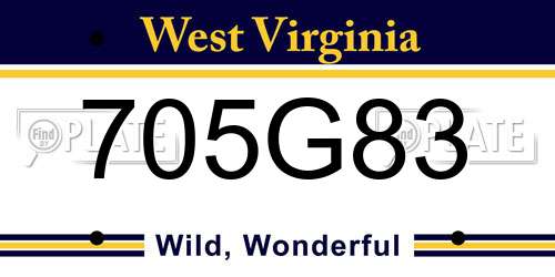 705G83 West Virginia License Plate