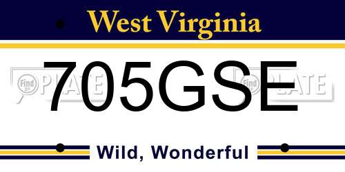 705GSE West Virginia License Plate