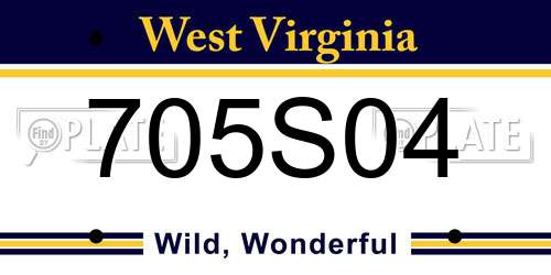 705S04 West Virginia License Plate