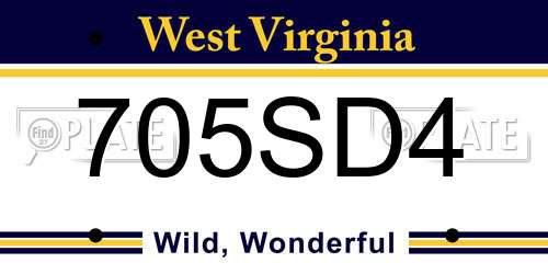 705SD4 West Virginia License Plate