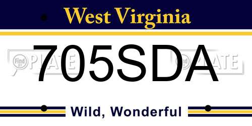 705SDA West Virginia License Plate