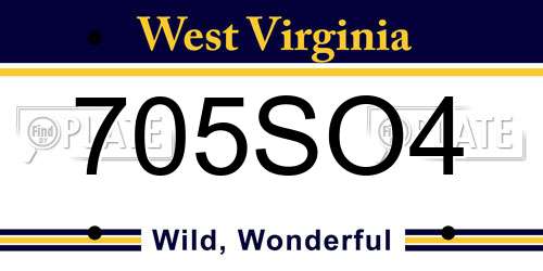 705SO4 West Virginia License Plate