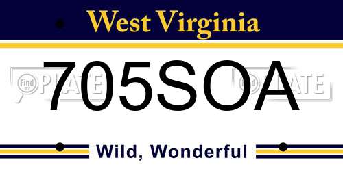 705SOA West Virginia License Plate