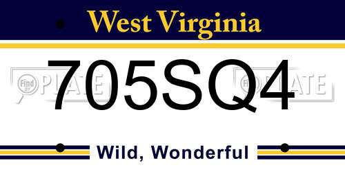 705SQ4 West Virginia License Plate