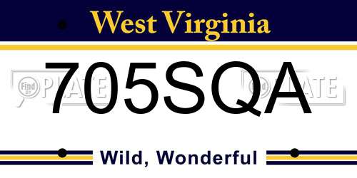 705SQA West Virginia License Plate