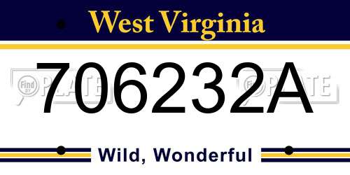 706232A West Virginia License Plate