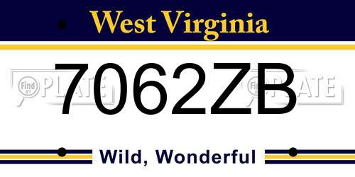 7062ZB West Virginia License Plate