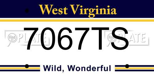 7067TS West Virginia License Plate