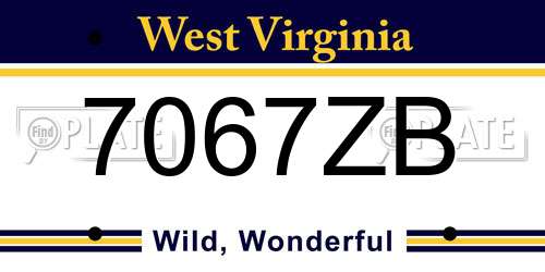7067ZB West Virginia License Plate