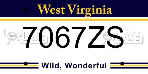7067ZS West Virginia License Plate