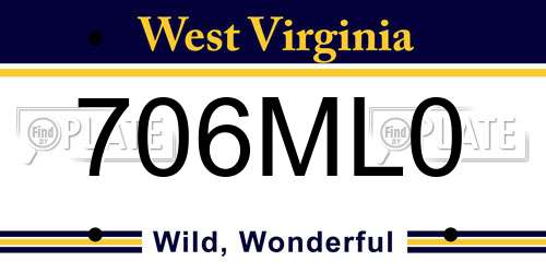706ML0 West Virginia License Plate