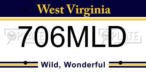 706MLD West Virginia License Plate